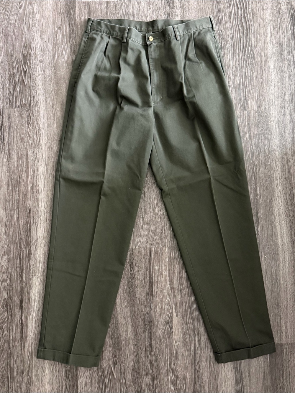 Izod Olive Green Pleated Chinos